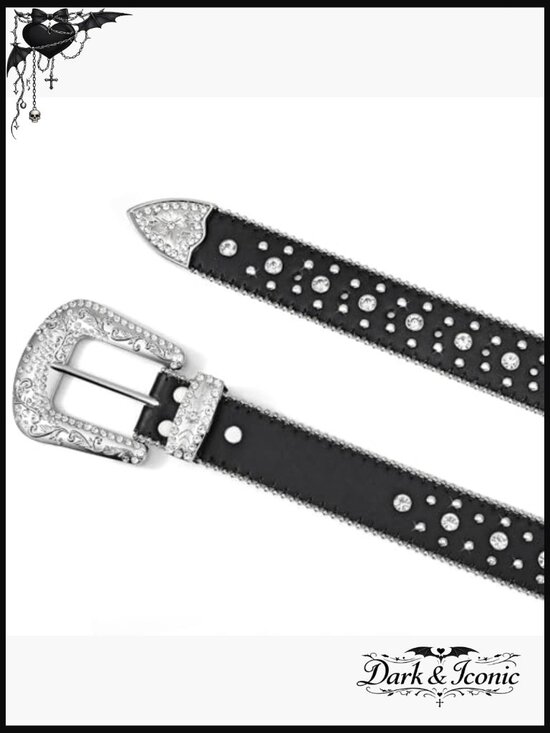 Vintage Western Rhinestone Studded Belt for Pants Dress Unisex